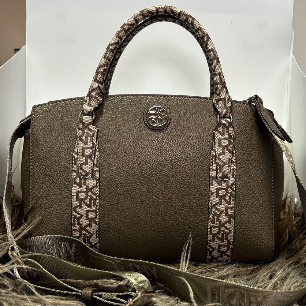 DKNY Bag Womens' Dela Satchel Logo Crossbody Purse - Dark Clay